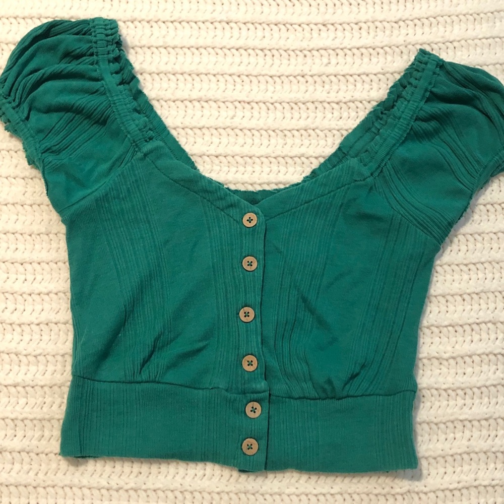Free People Brighter Days Crop Short Sleeve Top M - Picture 2 of 13